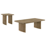 Adina 2-Piece Wood Coffee Table Set, Distressed Light Brown