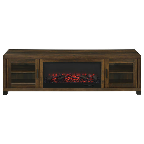Havering 71-Inch TV Stand Fireplace Media Console Dark Pine