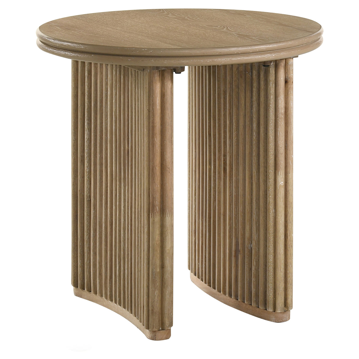 Adina Round Wood Side Table - Distressed Light Brown