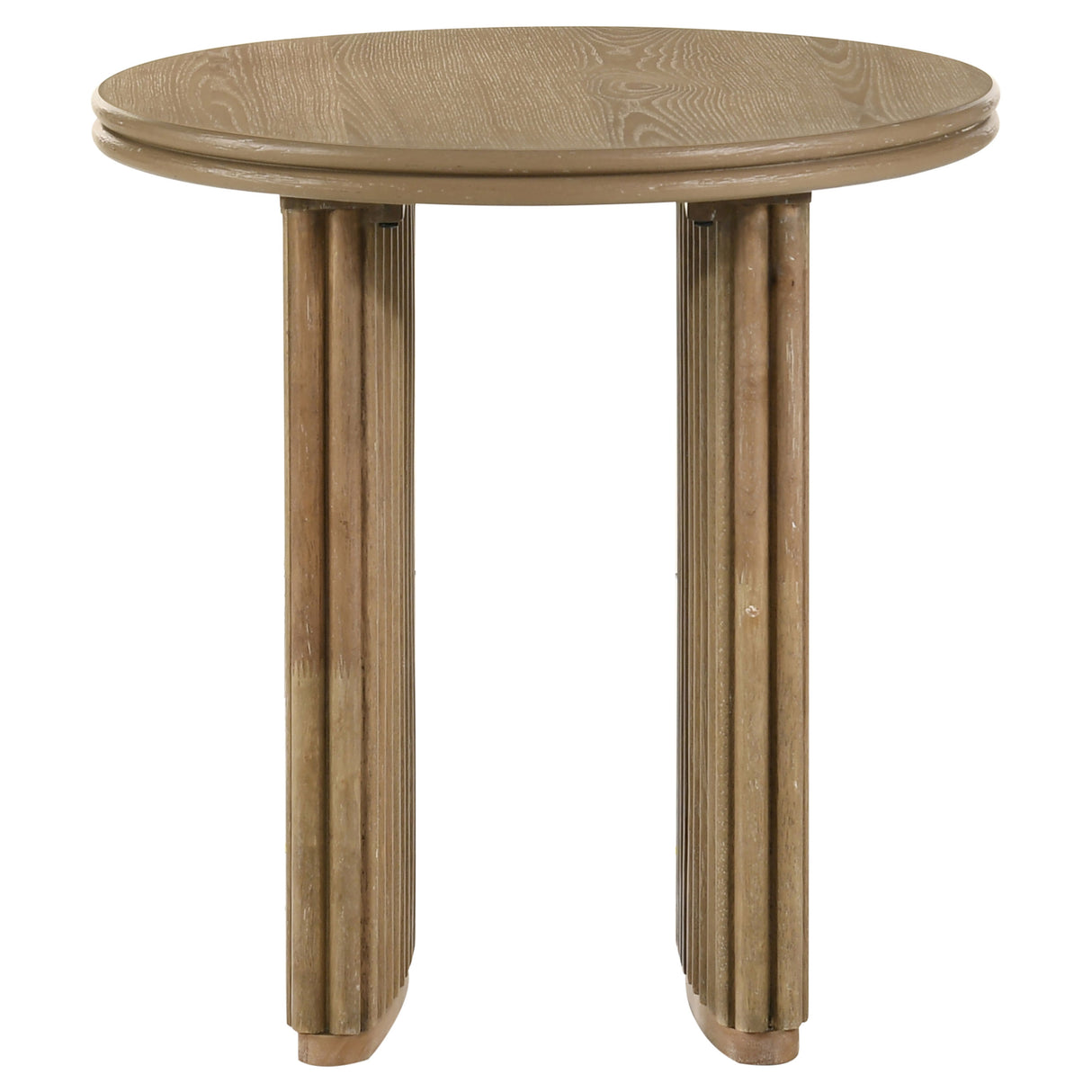 Adina Round Wood Side Table - Distressed Light Brown