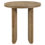 Adina Round Wood Side Table - Distressed Light Brown
