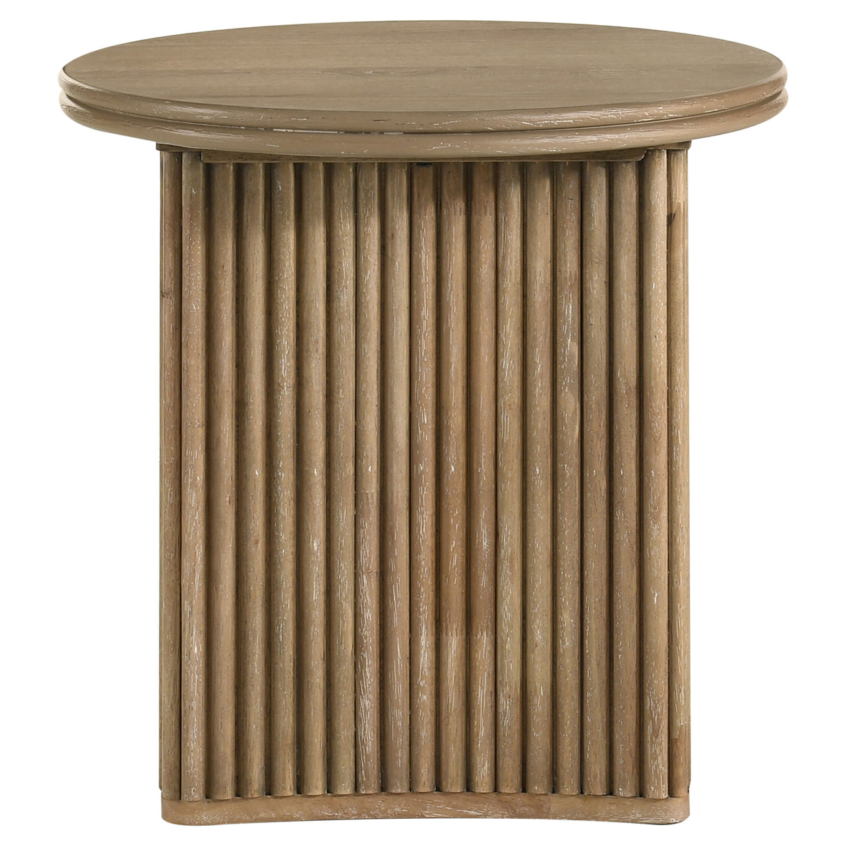 Adina Round Wood Side Table - Distressed Light Brown