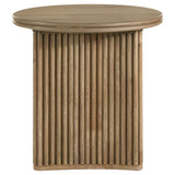 Adina Round Wood Side Table - Distressed Light Brown
