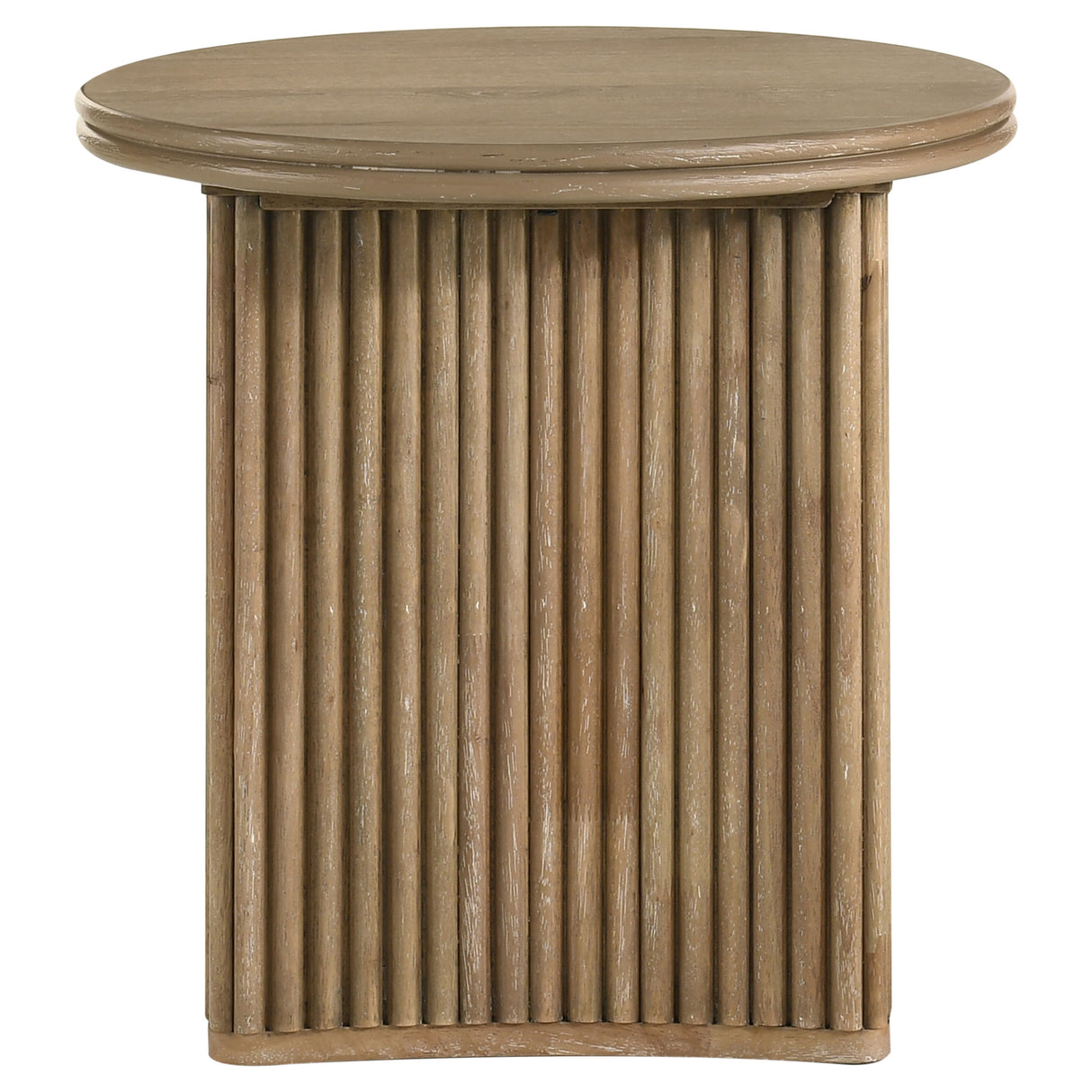 Adina 2-Piece Round Coffee Table Set, Distressed Light Brown