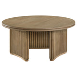 Adina 36-Inch Round Wood Coffee Table Distressed Light Brown