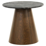 Franklin Round Wood Pedestal Side Table, Grey/Dark Brown