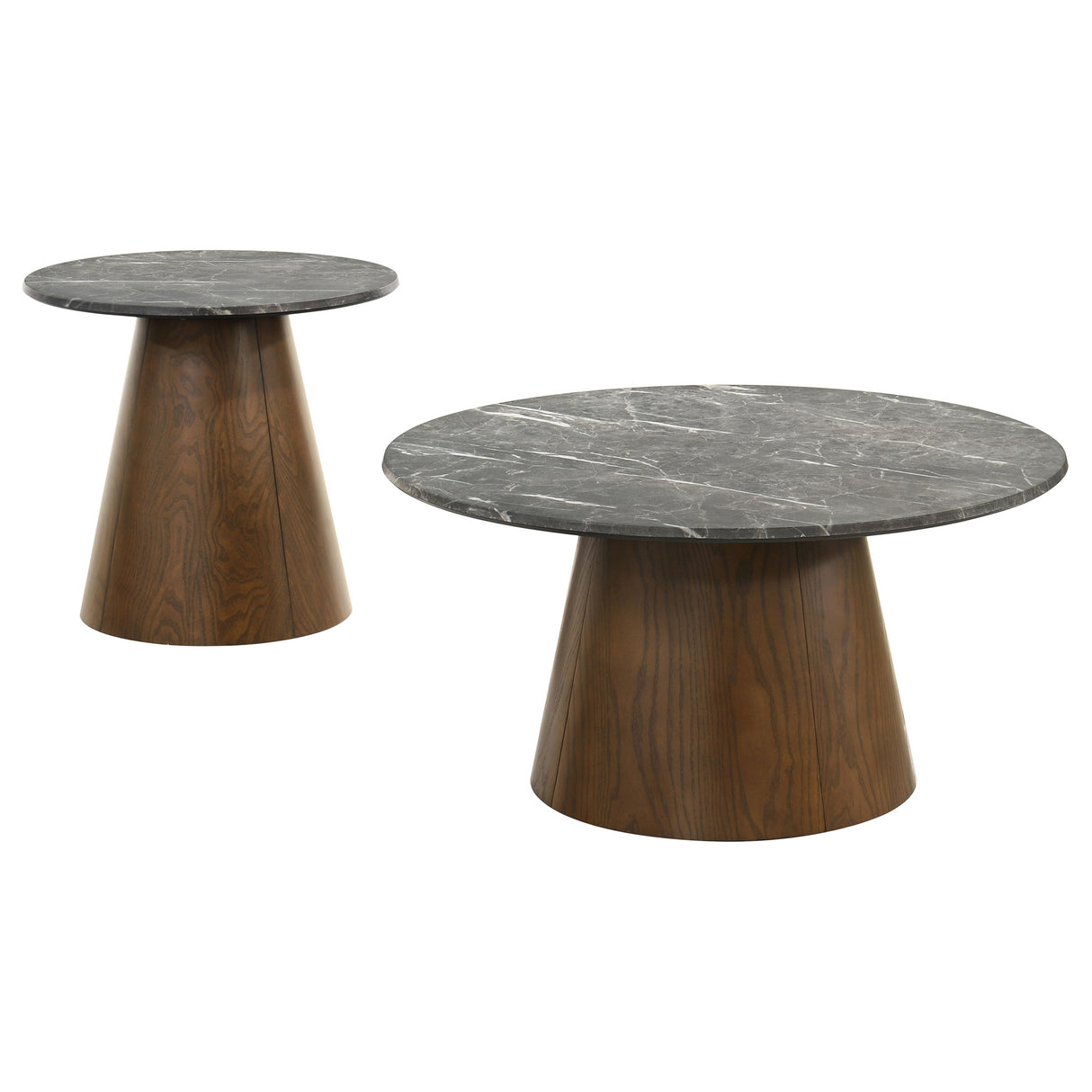 Franklin 2-Piece Round Pedestal Coffee Table Set Grey