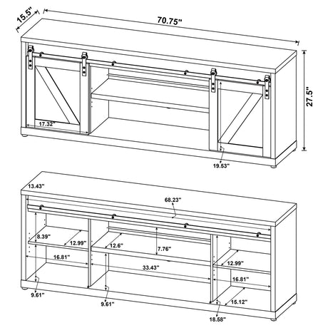 Brockton 2-Door TV Stand - Grey Driftwood, 71 Inch