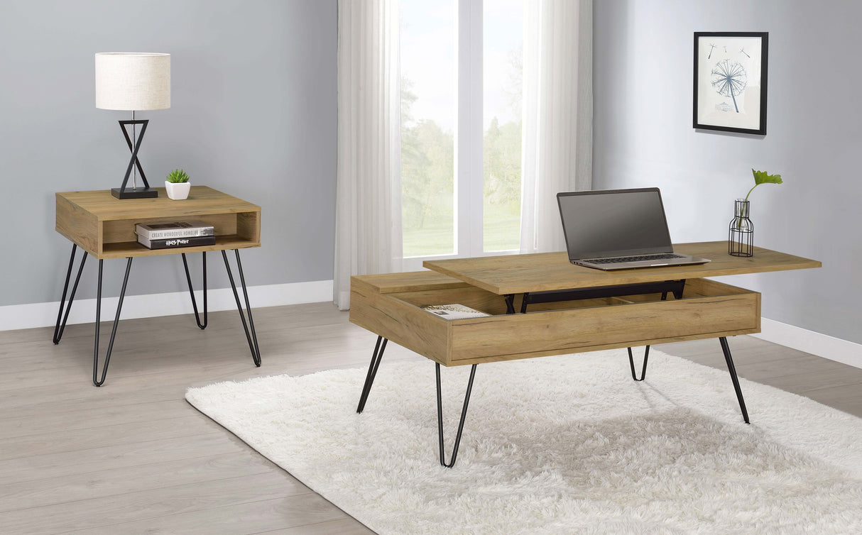 Fanning Engineered Wood Side Table Golden Oak