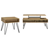 Fanning 2-Piece Lift Top Coffee and End Table Set Golden Oak