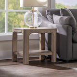 Solano Square Wood Side Table with Shelf, Weathered Mango