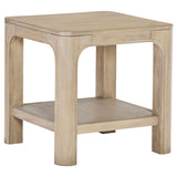 Solano Square Wood Side Table with Shelf, Weathered Mango
