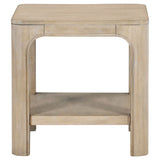Solano Square Wood Side Table with Shelf, Weathered Mango