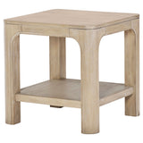 Solano Square Wood Side Table with Shelf, Weathered Mango