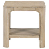 Solano Square Wood Side Table with Shelf, Weathered Mango