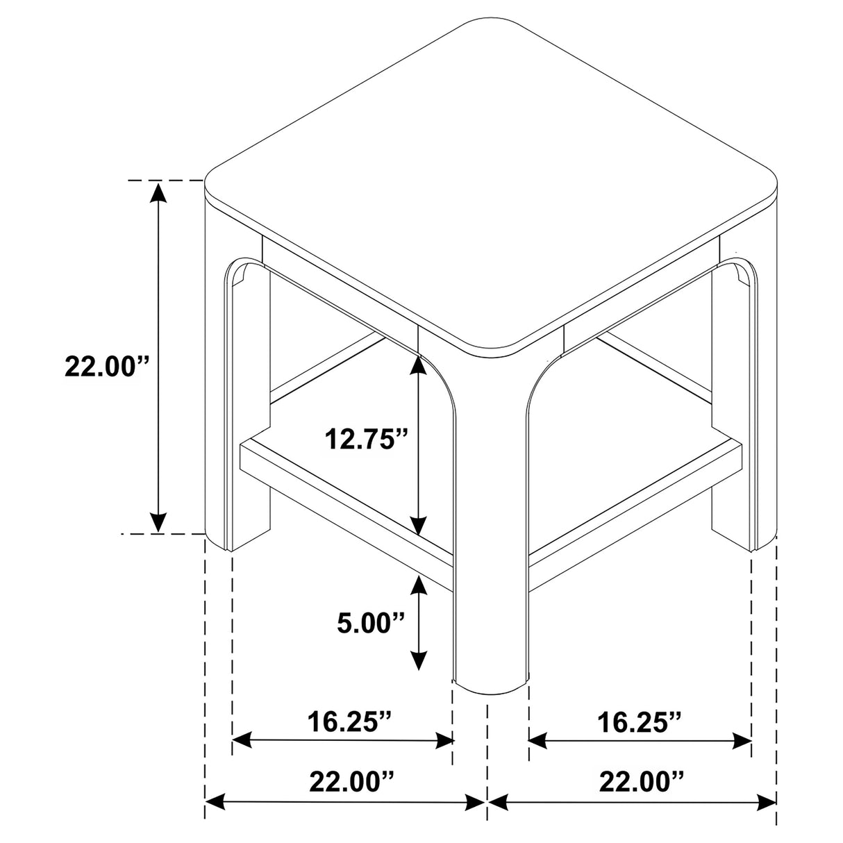 Solano Square Wood Side Table with Shelf, Weathered Mango