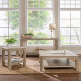 Solano Square Wood Side Table with Shelf, Weathered Mango