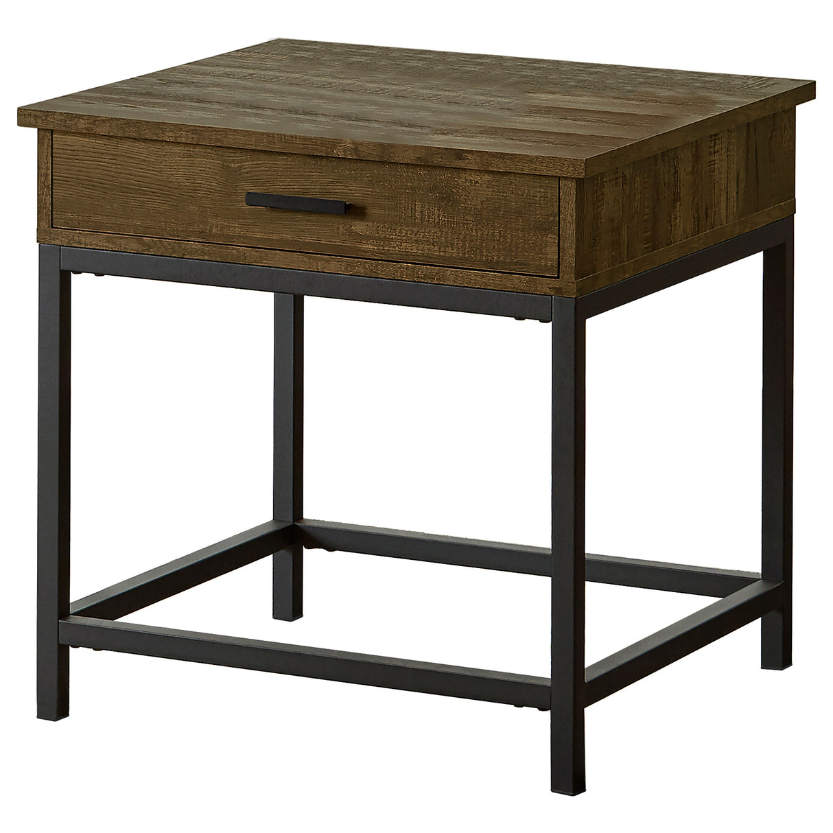 Byers 1-Drawer Square End Table, Brown Oak