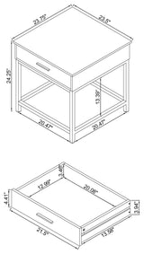 Byers 1-Drawer Square End Table, Brown Oak