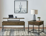 Byers 1-Drawer Square End Table, Brown Oak
