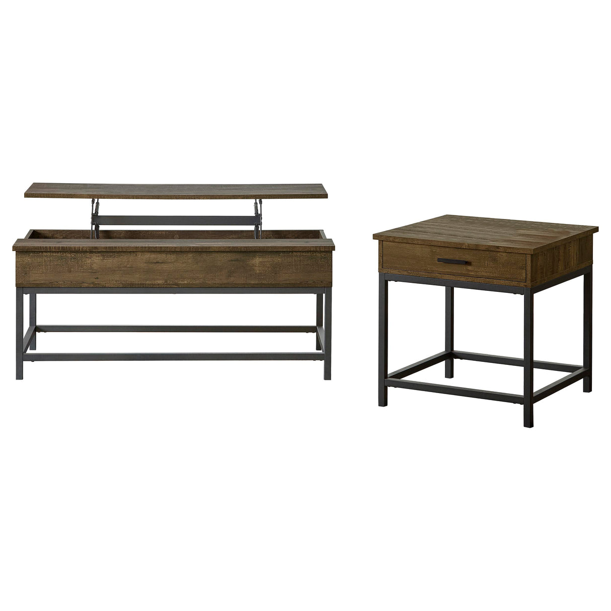 Byers 2-Piece Lift Top Coffee and End Table Set, Brown Oak