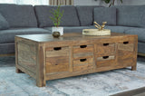Esther 6-Drawer Solid Wood Coffee Table Natural Sheesham