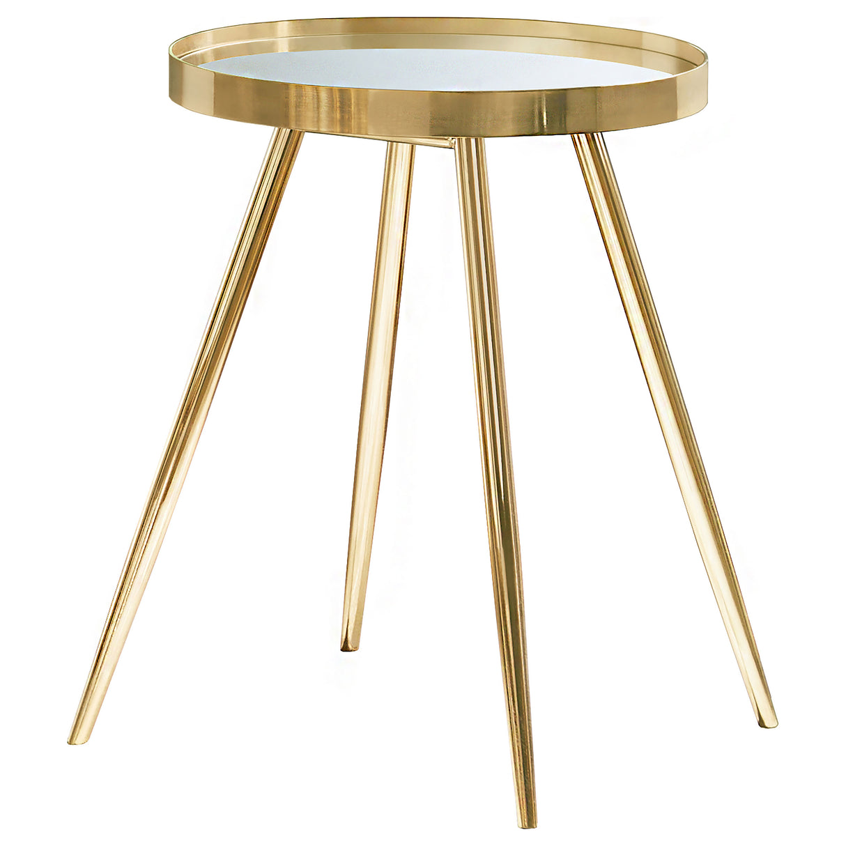 Kaelyn Round Mirror Top End Table, Gold