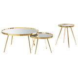 Kaelyn 3-Piece Round Coffee and End Table Set, Gold