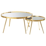 Kaelyn 3-Piece Round Coffee and End Table Set, Gold