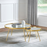Kaelyn 2-Piece Round Mirror Top Nesting Coffee Table Gold
