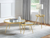 Kaelyn 2-Piece Round Mirror Top Nesting Coffee Table Gold