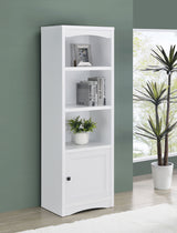 Laughlin 4-Shelf White Media Tower with Cabinet Storage