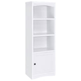 Laughlin 4-Shelf White Media Tower with Cabinet Storage