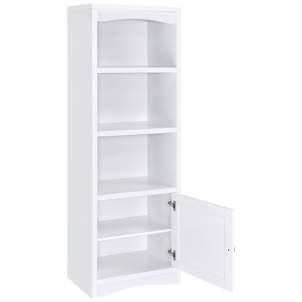 Laughlin 4-Shelf White Media Tower with Cabinet Storage