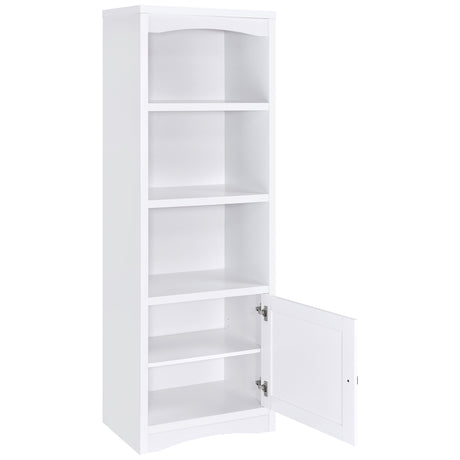 Laughlin 4-Shelf White Media Tower with Cabinet Storage