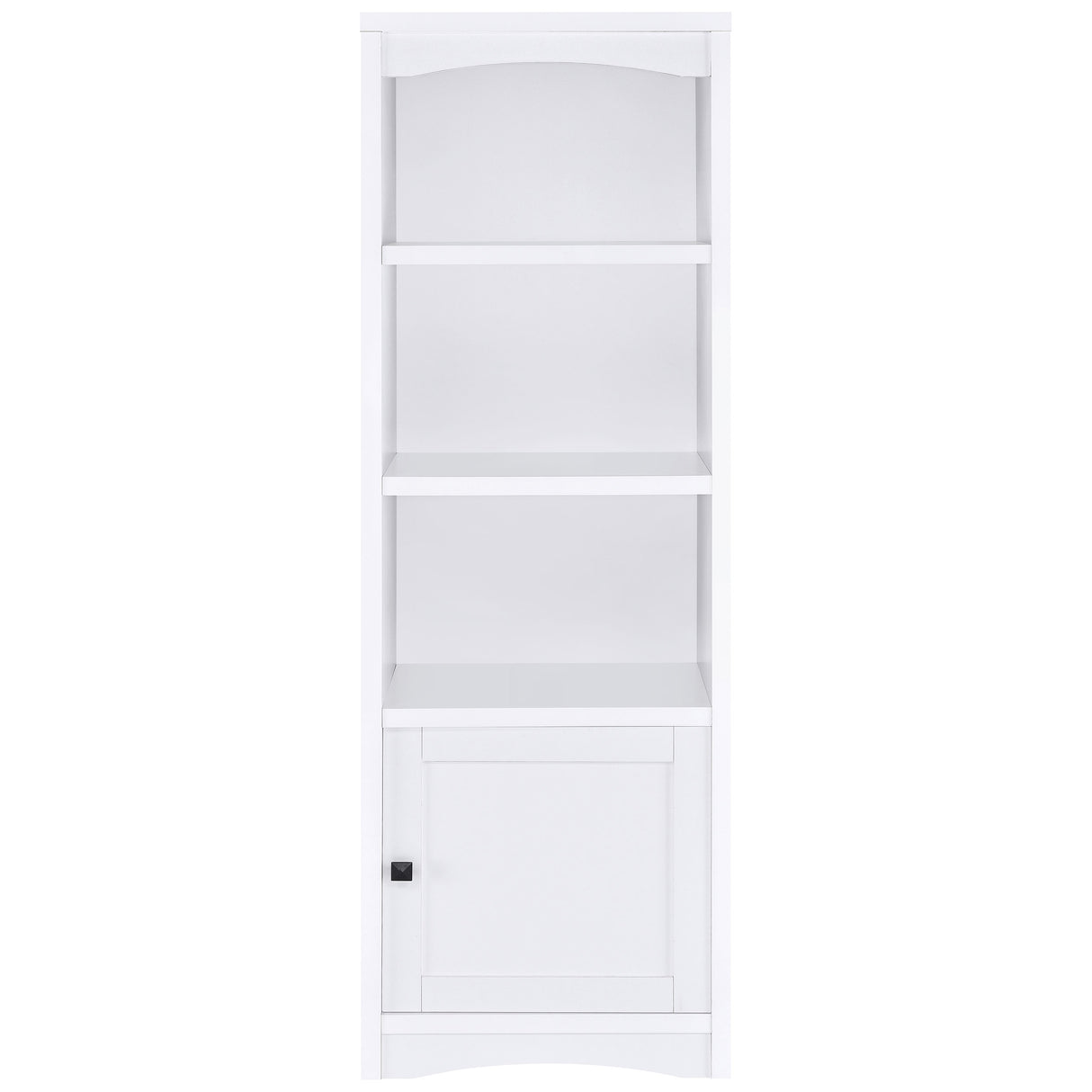 Laughlin 4-Shelf White Media Tower with Cabinet Storage