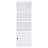 Laughlin 4-Shelf White Media Tower with Cabinet Storage