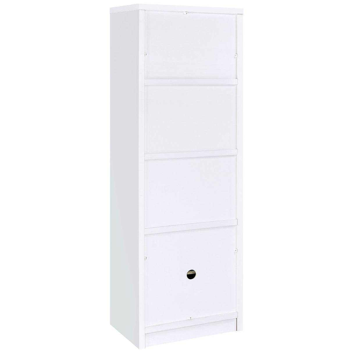 Laughlin 4-Shelf White Media Tower with Cabinet Storage