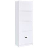 Laughlin 4-Shelf White Media Tower with Cabinet Storage