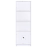 Laughlin 4-Shelf White Media Tower with Cabinet Storage