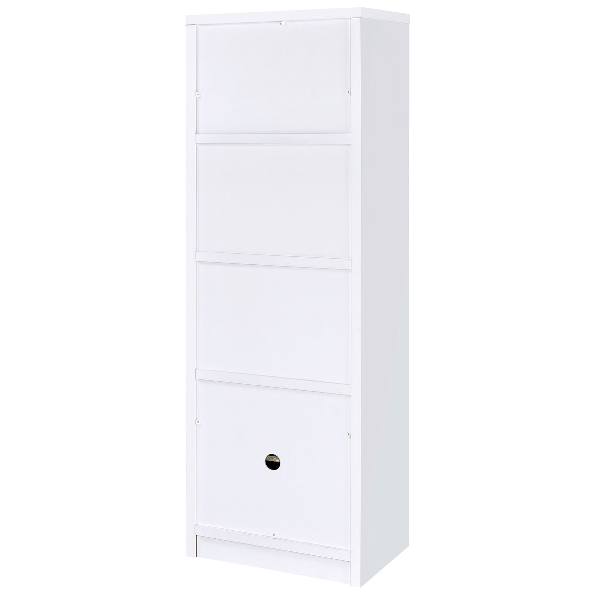 Laughlin 4-Shelf White Media Tower with Cabinet Storage