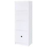 Laughlin 4-Shelf White Media Tower with Cabinet Storage