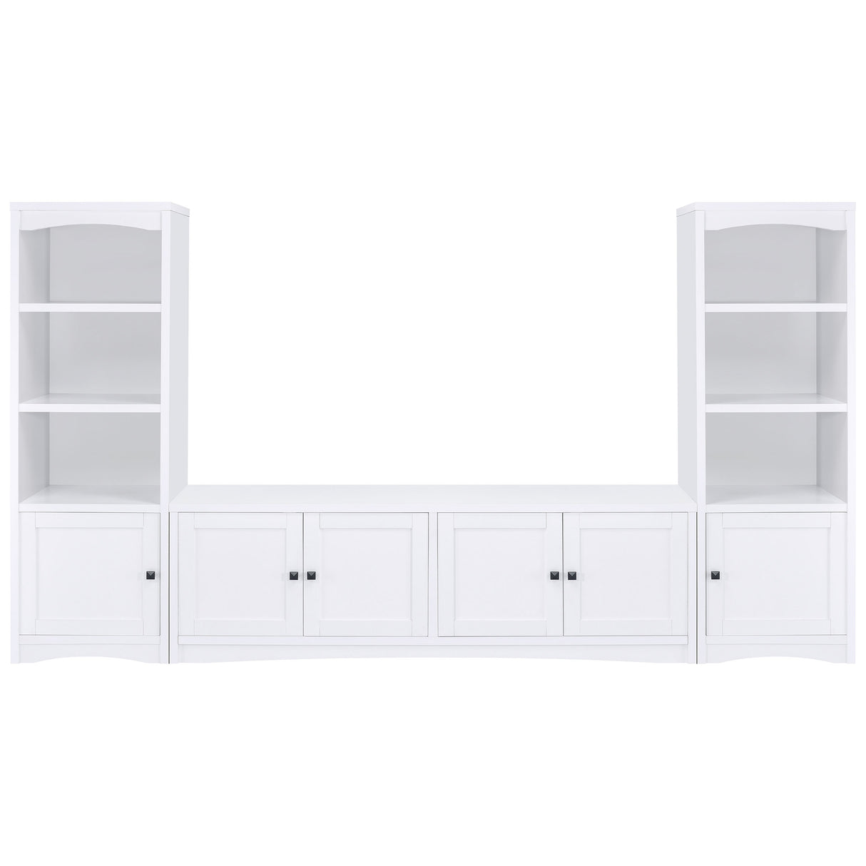 Laughlin 4-Shelf White Media Tower with Cabinet Storage