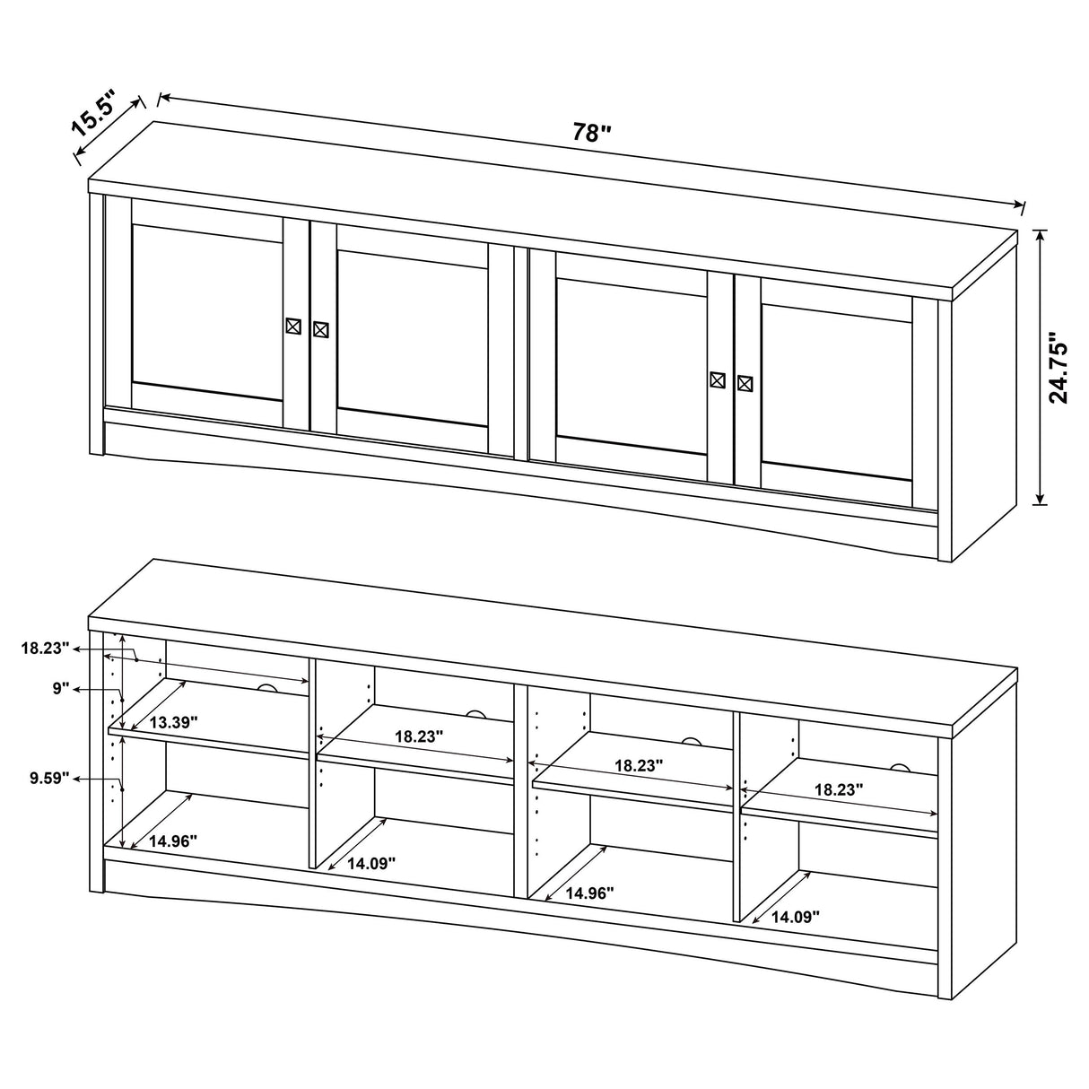 Laughlin 4-Door Dark Pine TV Stand - 78 Inches