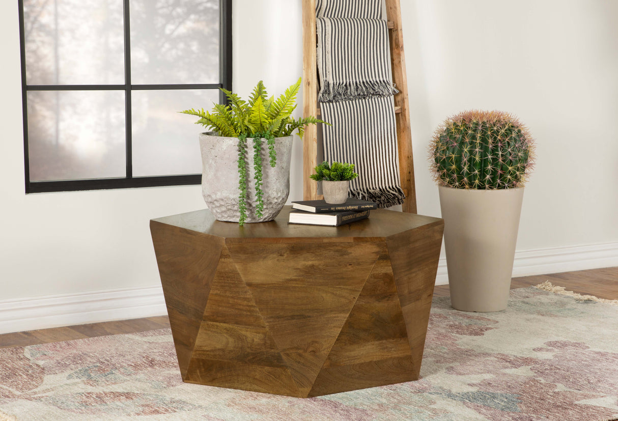 Zalika Hexagonal Mango Wood Coffee Table Natural