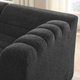 Upholstered L-Shaped Modular Sectional Sofa With Chaise, Wave-Shaped Armrest