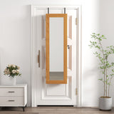 Jewelry Armoire Organizer With Full Length Mirror, Wall Mounted Lockable Cabinet With LED Light