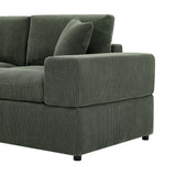 Upholstered Symmetrical Modular Sectional With 6 Seating Options And Movable Ottomans - Dark Green