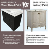 Bathroom Vanity Set, Fluted Cabinet, Soft Close Doors With Drawers, Single Faucet Hole, Sink Included - Black