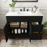 Bathroom Vanity Set, Fluted Cabinet, 3 Faucet Holes, Sink Included - Black